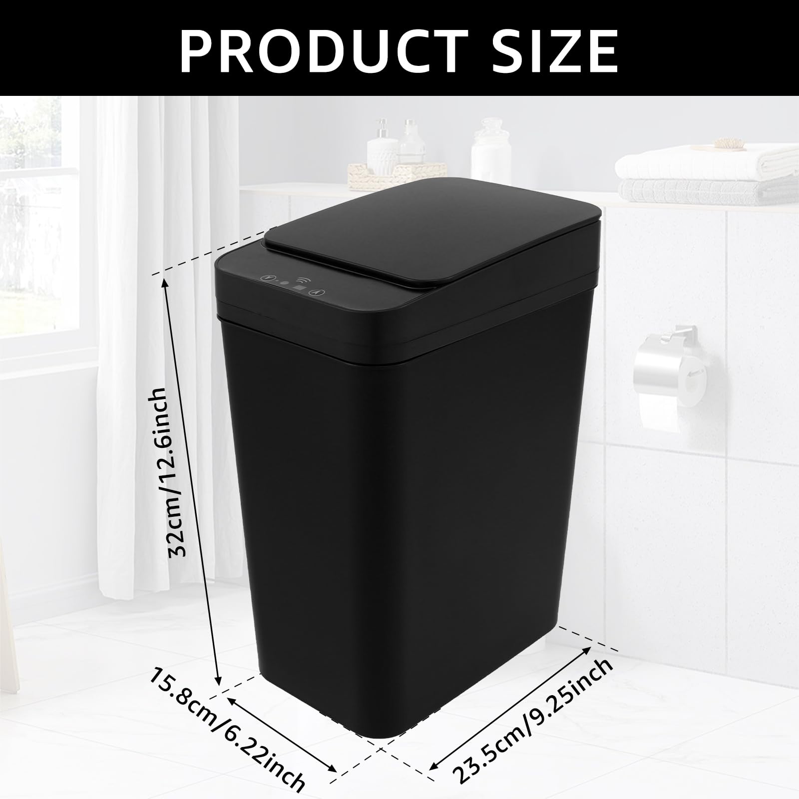 KTZCTPCA Smart Trash Can, Small Garbage Can with Lid, Touchless Waste Basket with Motion Sensor, Slim Dog Proof Trashcan,Trash Bin for Kitchen Office Living Room Toilet Bedroom RV (Black)