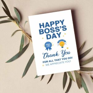 Ure Tenk Boss Appreciation Card From Employees, Happy Boss's Day Thank You Card, Best Boss Ever Card, Great Job Boss Card