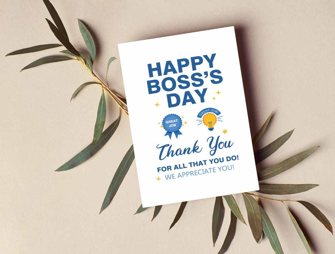 Ure Tenk Boss Appreciation Card From Employees, Happy Boss's Day Thank You Card, Best Boss Ever Card, Great Job Boss Card