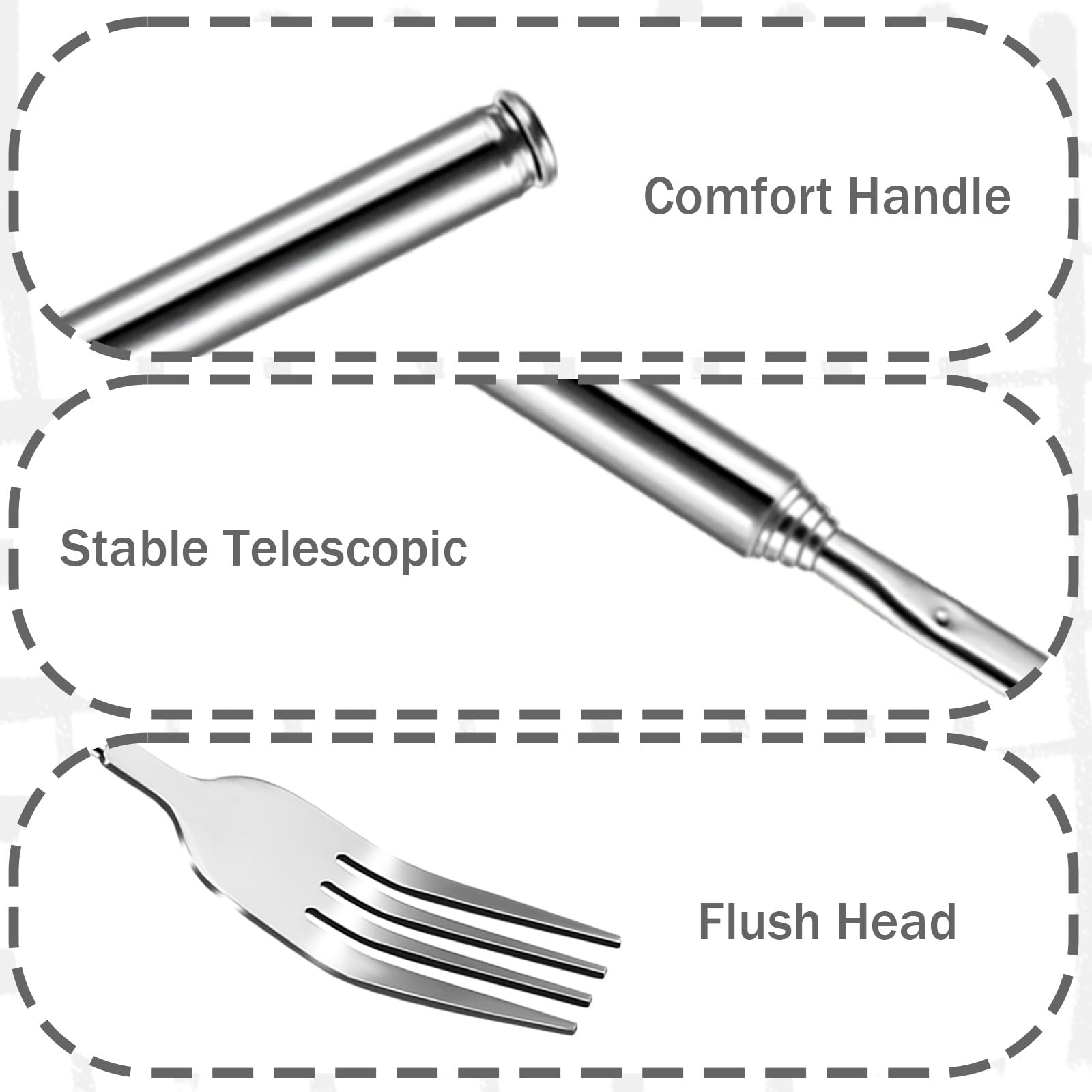 2Pcs Extendable Forks 8.7 to 25.6 Inch Adjustable Telescopic Fork, Stainless Steel Long Fork Retractable Dinner Fork for Fruit Dessert BBQ