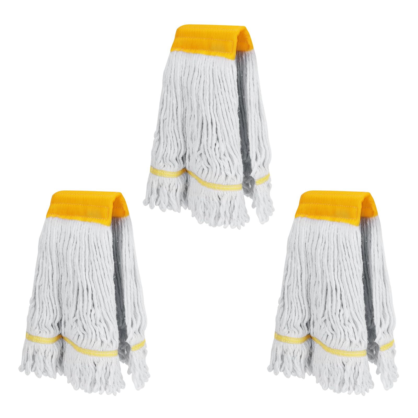 Heavy Duty Commercial Mop Head Replacement for Rubbermaid: 3 Packs Industrial Heavy Duty Mop Head for Floor Cleaning - Cotton Looped End String Head Refills (3 Packs)