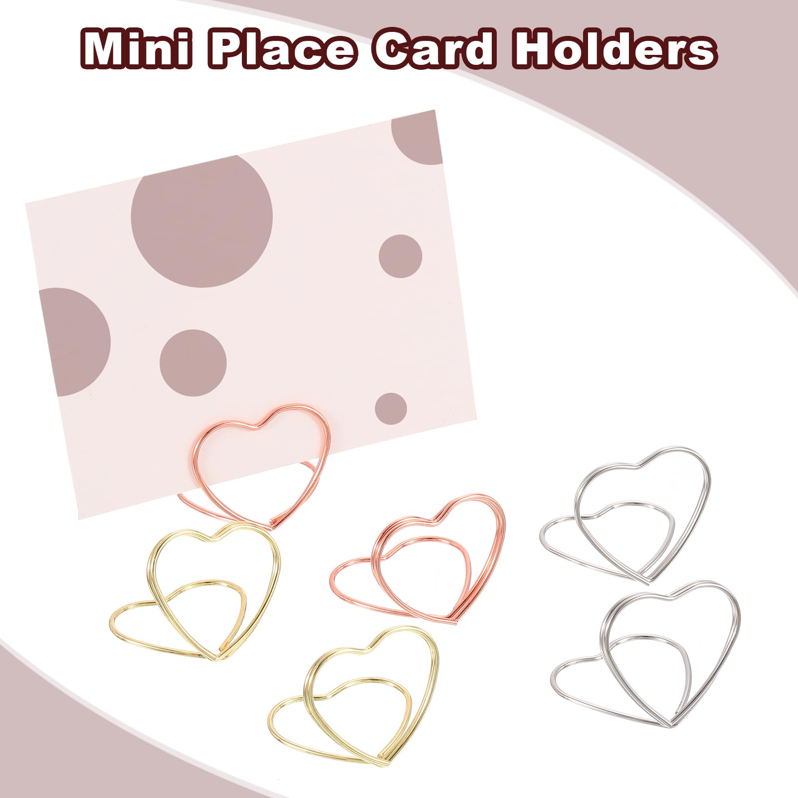 uxcell 24Pcs Heart Shape Table Number Holders Mini Place Card Holders Carbon Steel Picture Holders for Tables Centerpieces, Wedding Reception, Parties, Banquets, Rose Golden