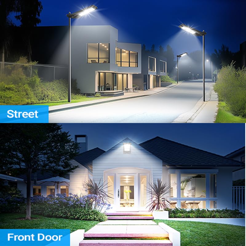 Upgraded Solar Street Lights Outdoor Waterproof Dusk to Dawn 5 Modes Motion Sensor Solar Security Light for Yard Parking Lot Garden (1 Pack)