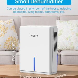 MORFY Dehumidifier, 74OZ Small Dehumidifier for Bedroom Bathroom RV with Auto Shut Off, Portable Quiet Dehumidifiers for Home Room Closet Laundry Room