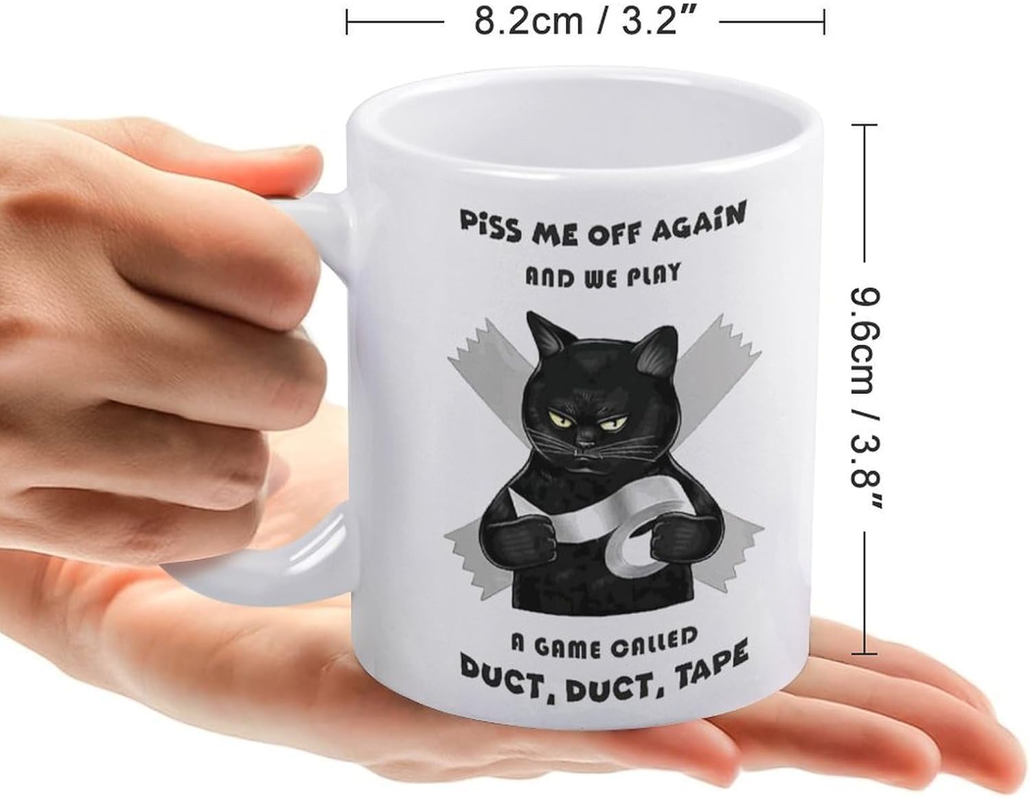 DZYQAWH Piss Me Off Again And We Play A Game Duct Duct Tape Mug Funny Christmas Cat Gifts For Women Men