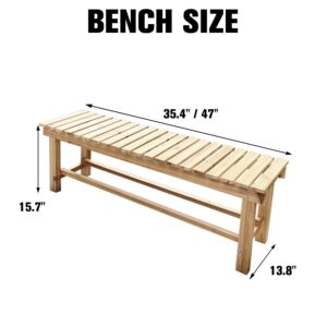 YangAera 120cm Outdoor Garden Benches Weatherproof Patio Bench Two-Person Seat Backless Bench Wood Bench with Slatted High Temperature Bench for Front Porch Backyard (Upgraded to Prevent Fading)