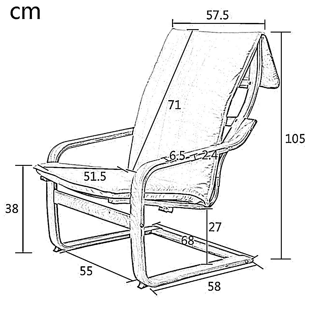 WDFYJ Lounge Chair, Lazy Couch Chair Fabric Lunch Break Chair Balcony Getaway Chair 58x68x105cm(White)