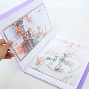 A4 Diamond Pictures Storage Book for Diamond Pictures Kits 30 Pages Diamond Beads Art Painting Portfolio Presentation Storage Book Folder Clear Pockets Purple