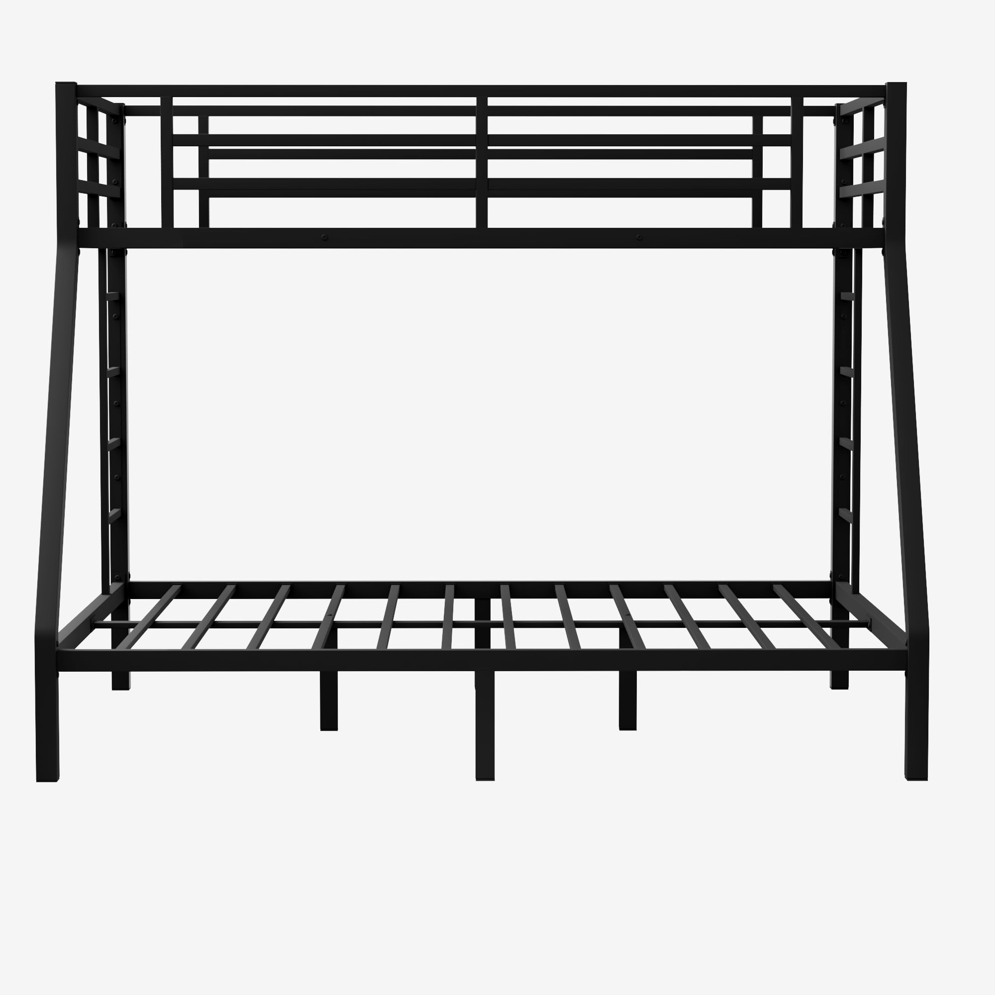 Twin XL Over Queen Metal Bunk Beds for Adults,Heavy Duty Adult Bunk Beds,Bunk Bed Twin Over Queen with 2 Ladders,Queen Bunk Bed, Noise-Free,Black