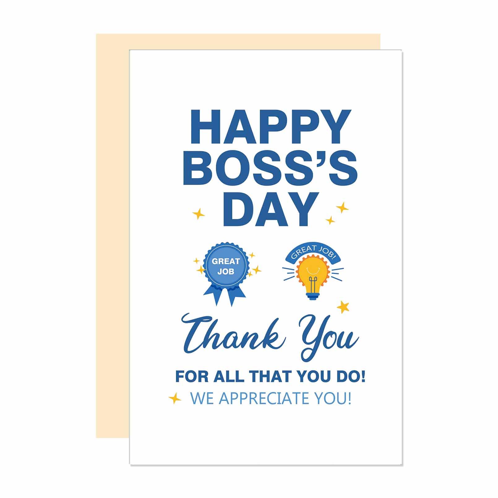 Ure Tenk Boss Appreciation Card From Employees, Happy Boss's Day Thank You Card, Best Boss Ever Card, Great Job Boss Card