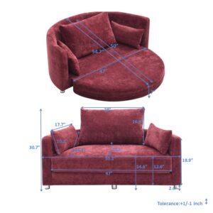 HanStrong Sleeper Sofa Bed, Foldable Floor Couch Adjustable Futon Sofa Chair Bed, Multi-functiona Round Lazy Sofa for Balcony Living Room Apartment Bedroom, Burgundy