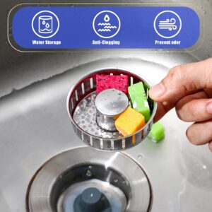 Drain Stopper Kitchen Sink Drain Strainer 3 in 1 Pop up Sink Stopper Stainless Steel Strainers for Kitchen Anti-Clogging and Fast Drainage Sink Stoppers for US Standard 3-1/2 Inch Kitchen Drain