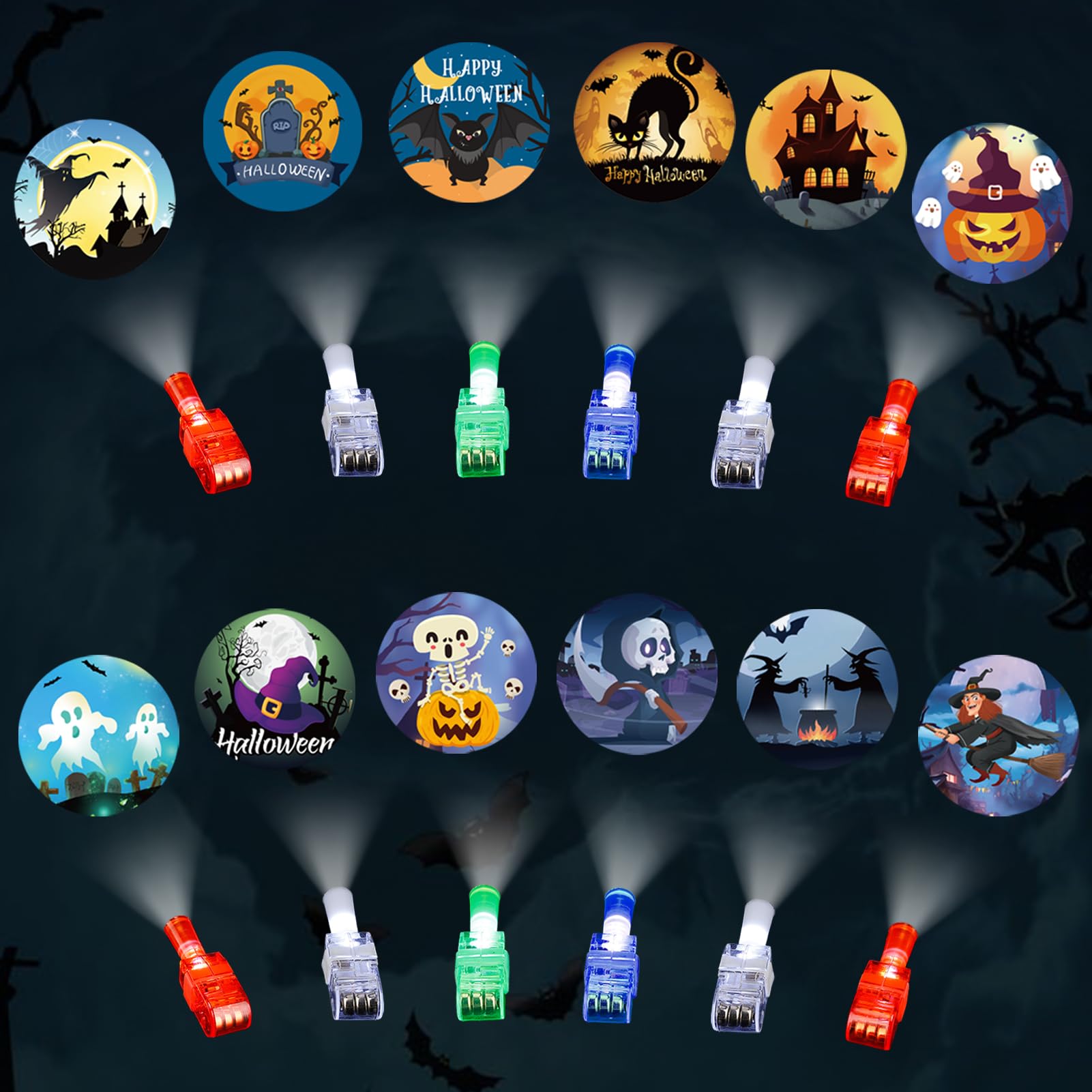 Halloween Party Favors for Kids - 36pcs LED Projection Finger Lights, Trick or Treat Light up Toys Flashlights, Glow Prizes Bulk for Halloween Dark Party Supplies Goodie Bag Stuffers