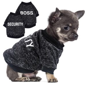 2 pack black security dog sweatshirt fleece dog sweaters for small dogs male warm dog winter clothes boy dog clothes teacup chihuahua clothes cat sweater pet puppy outfit coat black, xxs