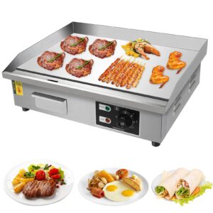 erfairdeal 22" commercial electric countertop griddle, 3000w 110v flat top grill, non-stick teppanyaki grill, stainless steel hot plate bbq, with adjustable temp control for restaurant kitchen