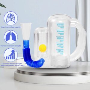 Incentive Spirometer for Adult Lung Trainer Breathing Exerciser Respiratory Strengthener Device -5000ml Volume