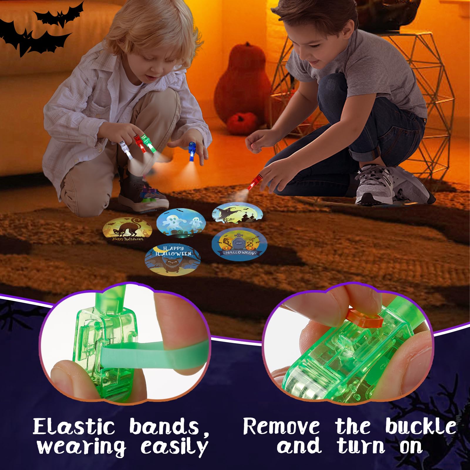 Halloween Party Favors for Kids - 36pcs LED Projection Finger Lights, Trick or Treat Light up Toys Flashlights, Glow Prizes Bulk for Halloween Dark Party Supplies Goodie Bag Stuffers