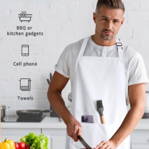 Syntus Chef Apron for Men Women Kitchen Cooking Apron with Pockets, Adjustable Bib Aprons Stain Resistant, 1 Pack White