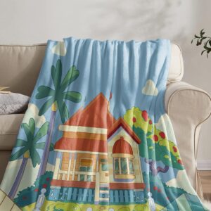 CUVYEU Blue Blanket Blanket Girls Boys Throw Blanket Blue House Blanket for Room Decor Bedding Sofa 50"x60"