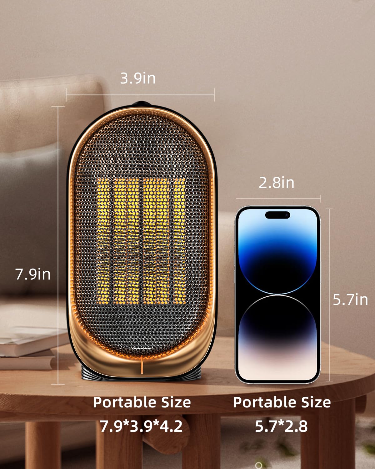 LINFOX Space Heater, 1500W Portable Heaters for Indoor Use for Office, Energy Saving Mini Desk Heater, Overheating & Tip-Over Protection Small Heater Suitable for Offices, Homes, Holiday Gifts(Black)