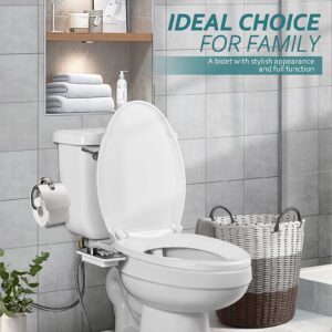 SAMODRA Slow Close Elongated Toilet Seat and Dual Nozzle Bidet Attachment Set