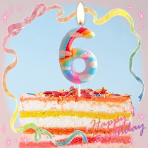 5th Birthday Candles Number 5 Pink Rainbow Birthday Party Cloud Rainbow Theme Adorable Design for Baby Girl Boy Birthday Cake Topper, Graduation Celebration Anniversary Wedding Decorations