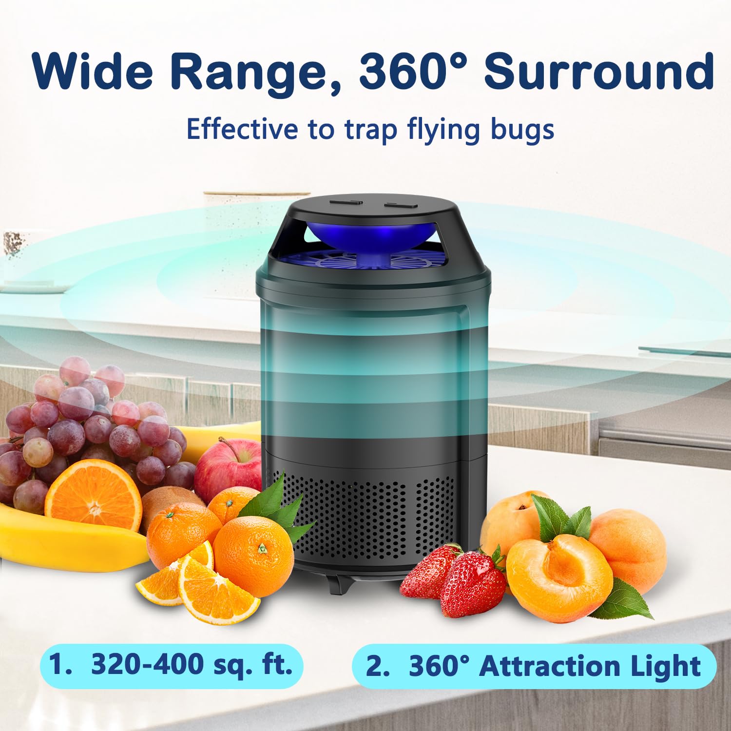 Fly Trap Indoor Non-Zapper Mosquito Trap 2 Modes Insect Traps Indoor Plug in Gnat, Fruit Fly, Bug Catcher for House with 4 Sticky Glue Boards