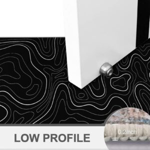 Entryway Rugs Black Topographic Map Non-Slip Washable Indoor Door Mat 2x3 Faux Wool Non-Slip Washable Low-Pile Floor Carpet for Indoor Front Entrance Kitchen Bathroom