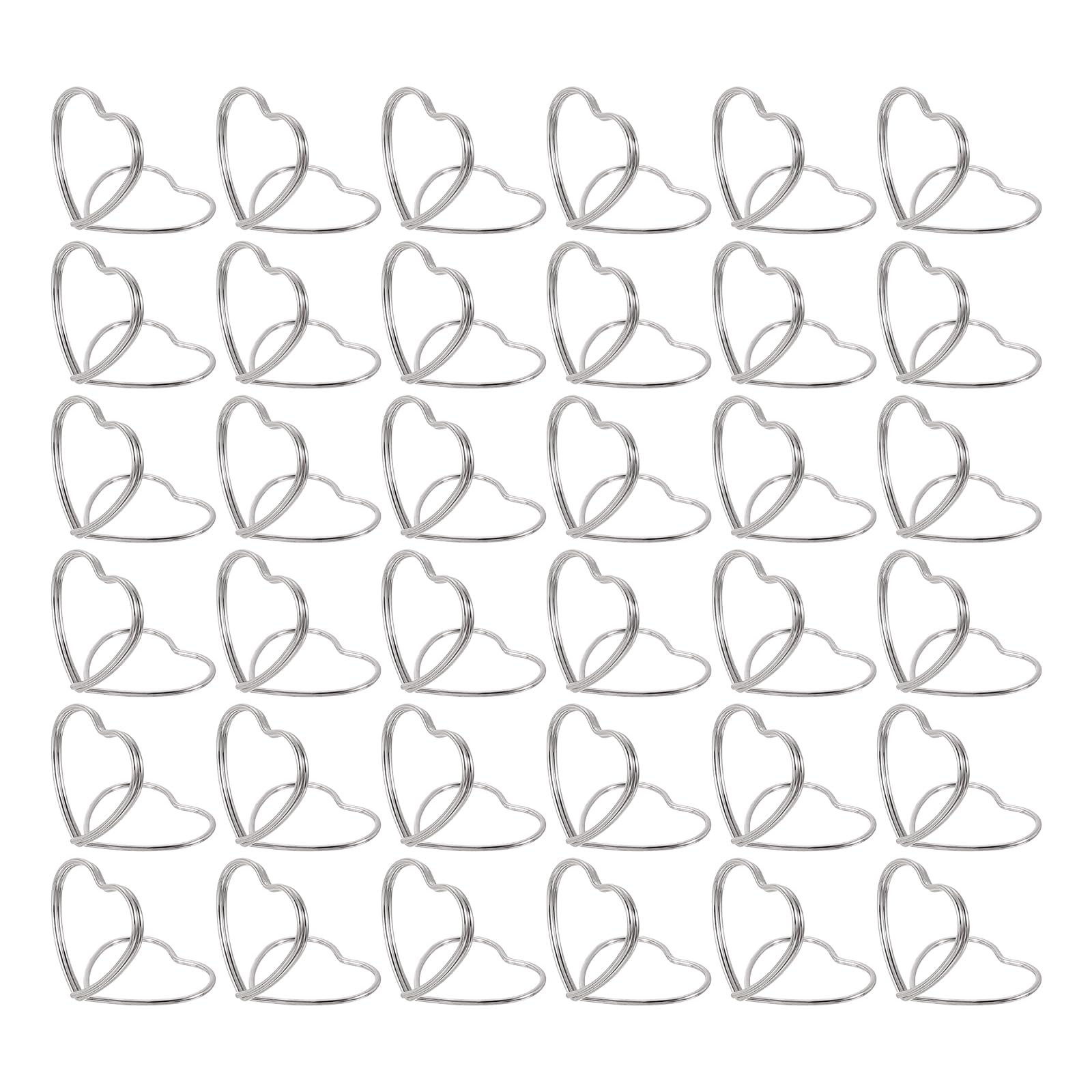 uxcell 36Pcs Heart Shape Table Number Holders Mini Place Card Holders Carbon Steel Picture Holders for Tables Centerpieces, Wedding Reception, Parties, Banquets, Silvery