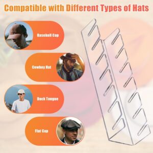 Hat Organizer for Baseball Caps, 2 Pack Hat Racks for Baseball Caps Display and Organizer for Bedroom, No Install Acrylic Hat stand for 14 Baseball Caps, Closet, Dresser, Office