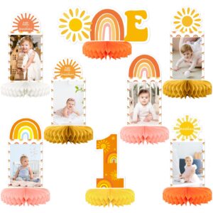 ojustbeok boho sun photo honeycomb centerpiece for 1st baby birthday decorations sunshine birthday table topper centerpiece boho rainbow baby shower party supplies for baby boys girls birthday