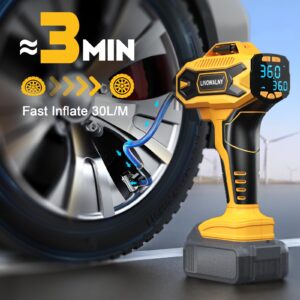 Tire Inflator Air Compressor Compatible with Dewalt 20V Max Battery, 160 PSI Cordless Portable Electric Air Pump 2024 Bigger LCD Digital Pressure Gauge for Car, Bike, Sport Ball (Battery Not Included)