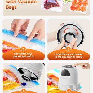 Electric Mason Jar Vacuum Sealer Kit - 3 in 1 Automatic Vacuum Sealer for Wide & Regular Mouth Mason Jars Vacuum Bags, Rechargeable Portable Vacuum Sealer for Jars for Food Storage