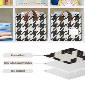 Lotupokon Classic Houndstooth 2 Pack Fabric Storage Bins for Shelves Collapsible Cube Storage Bin Basket Storage Cubes with Handle Under The Bed Storage Bins for Home Office Clothes Closet