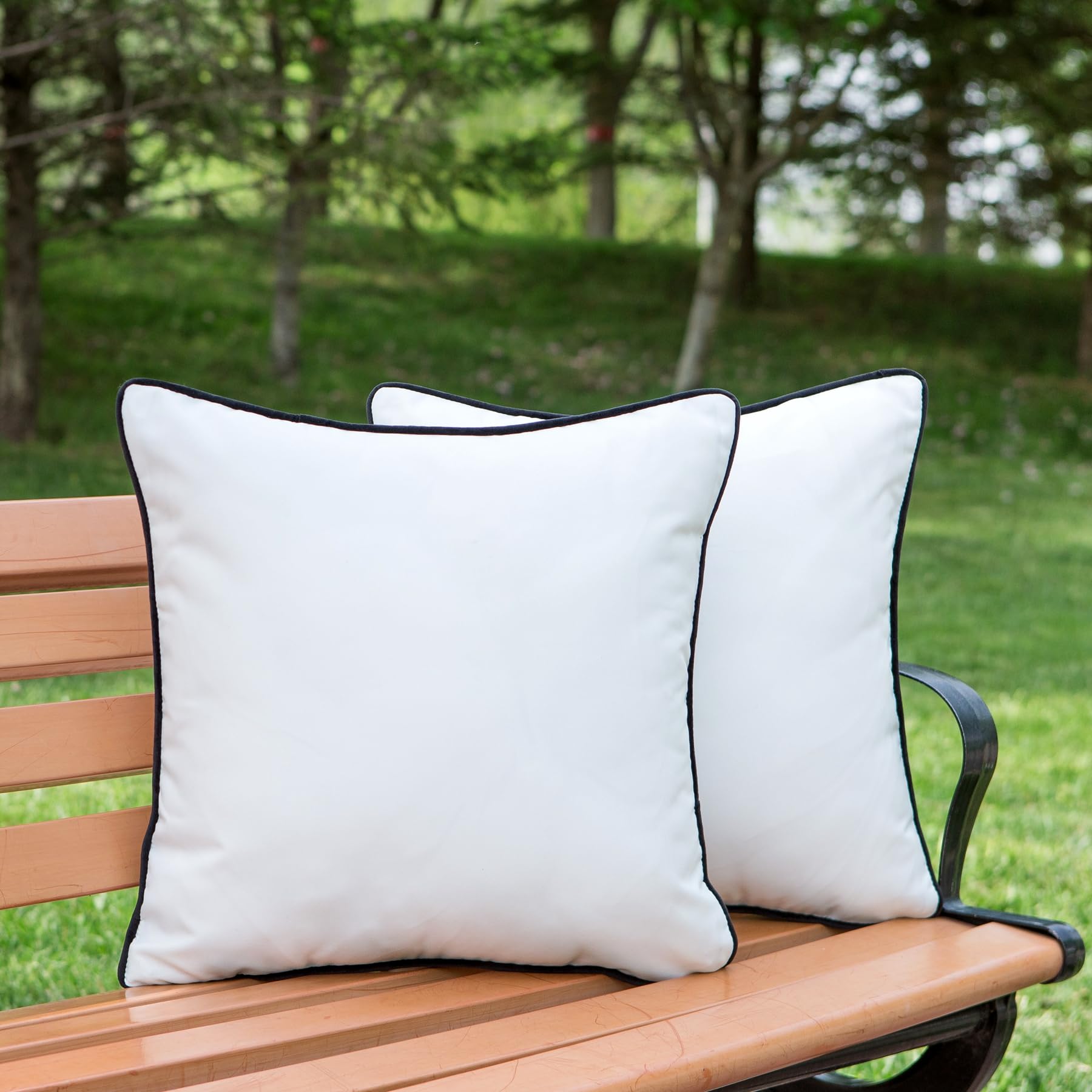 LIGICKY Pack of 2 Outdoor Waterproof Throw Pillow Covers 20x20 inch Decorative Black and White Square Pillows Cushion Case Outside Pillowcase for Patio Couch Tent Sunbrella