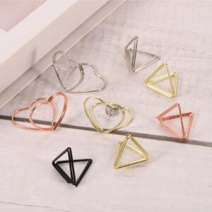 uxcell 30Pcs Triangle Shape Table Number Holders Mini Place Card Holders Carbon Steel Picture Holders for Tables Centerpieces, Wedding Reception, Parties, Banquets, Golden