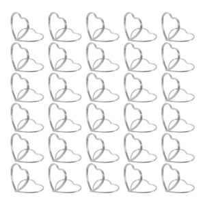 uxcell 30pcs heart shape table number holders mini place card holders carbon steel picture holders for tables centerpieces, wedding reception, parties, banquets, silvery