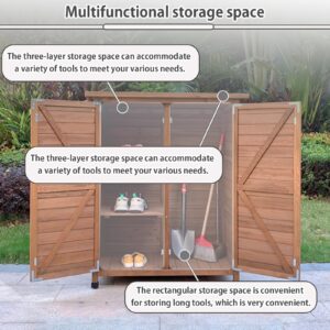 Outdoor Storage Cabinet, Wood Storage Cabinet, Garden Patio Storage Cabinet, Outside Garden Tool Cabinet Shed with Removable Shelf, Tool Shed with Double Doors, for Backyard, Garden, Patio