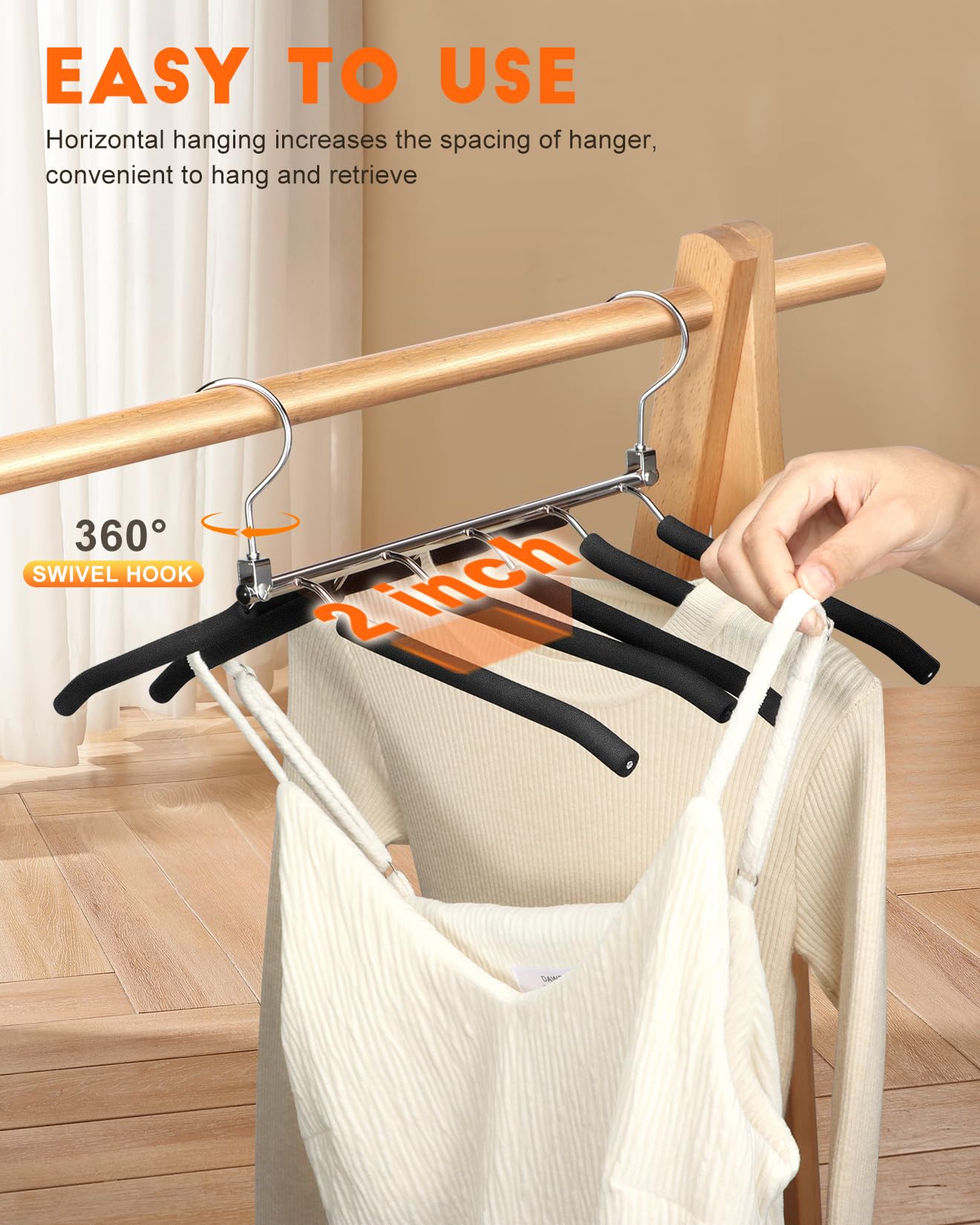 Space Saving Hangers for Clothes, HangerSapce Multi Layers Stainless Steel Shirt Hangers, 2 Pack Clothes Hangers Sapce Saving for Closet Organizers and Storage