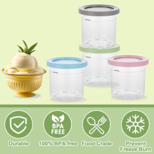 FORTHEAL Creami Pints and Lids for Ninja Creami, Pint Container & Lid, 4 Pack 16 oz, Fits NC299AMZ & NC300s Series Creamer Ice Cream Maker, with Ice Cream Spoon