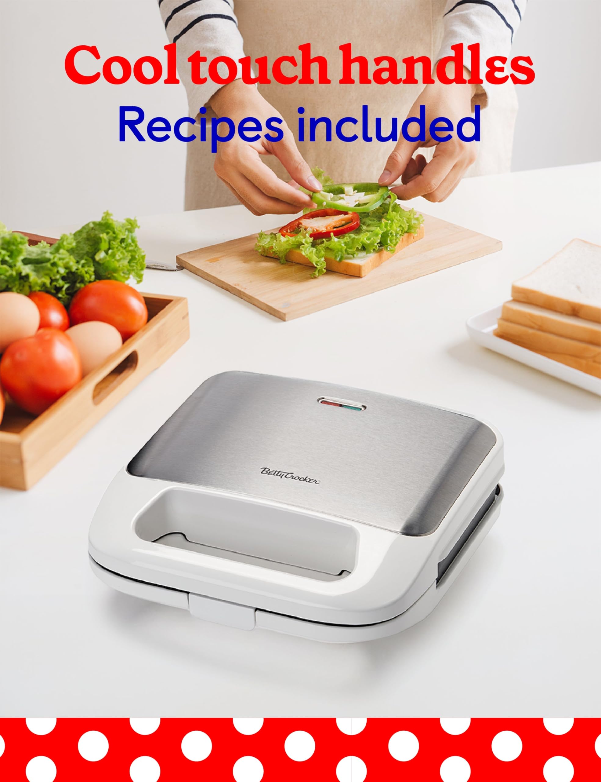 Betty Crocker 3-in-1 Indoor Grill, Sandwich/Panini Press & Waffle Maker Plus, Electric Grill Indoor with Interchangeable Non-Stick Plates, 750 Watts, BC-4965W, White