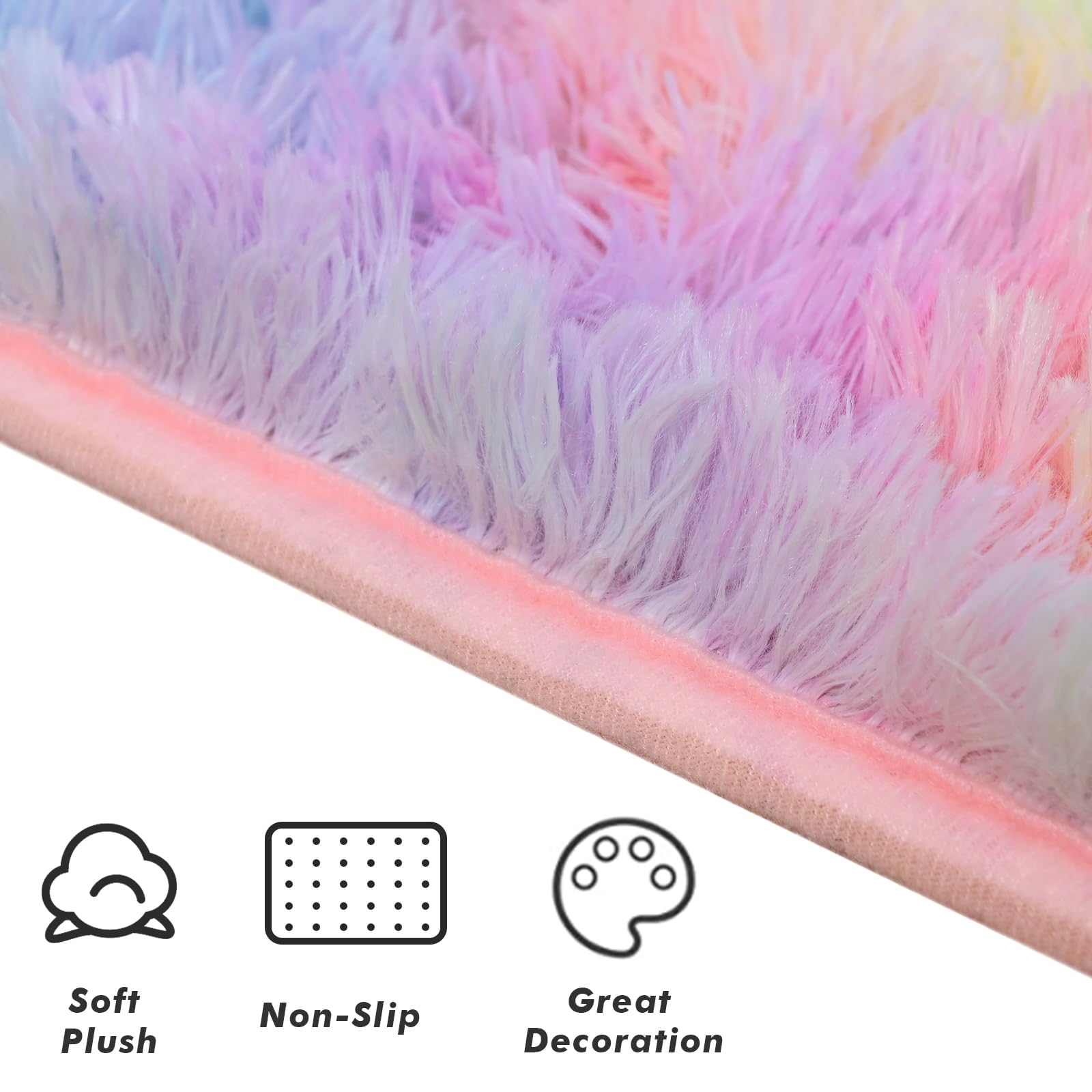 Softlife Area Rug for Bedroom, 4x6 Feet Plush Fluffy Rug for Living Room, Tie-Dyed Rainbow Shag Rug for Aesthetic Room Decor, Ultra Soft Modern Fuzzy Faux Fur Carpet for Kids Nursery Room Dorm