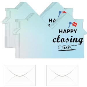 Estate Agents New Home Card with Envelope 25 Sets New Home Congratulations Cards - House Shaped Thank You Note Card 10 x 7 Inch Greeting House Postcards for Home Buyers Real Estate Agent Supplies