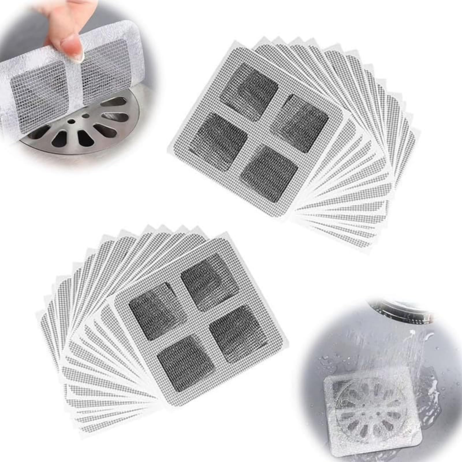 Generic 2024 Upgraded Disposable Hair Drain Stickers,Multifunctional Disposable Shower Drain Hair Catcher Mesh Stickers,Drain Cover Hair Catcher for Bathroom Laundry Bathtub Kitchen (4inch,30pcs)