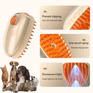 Cat Steam Brush for Shedding，3 in 1 Cat Brush with steam，Portable Pet Hair Removal Tool for Cat and Dog,Self Cleaning Steam Brush for Massage (Standard version)