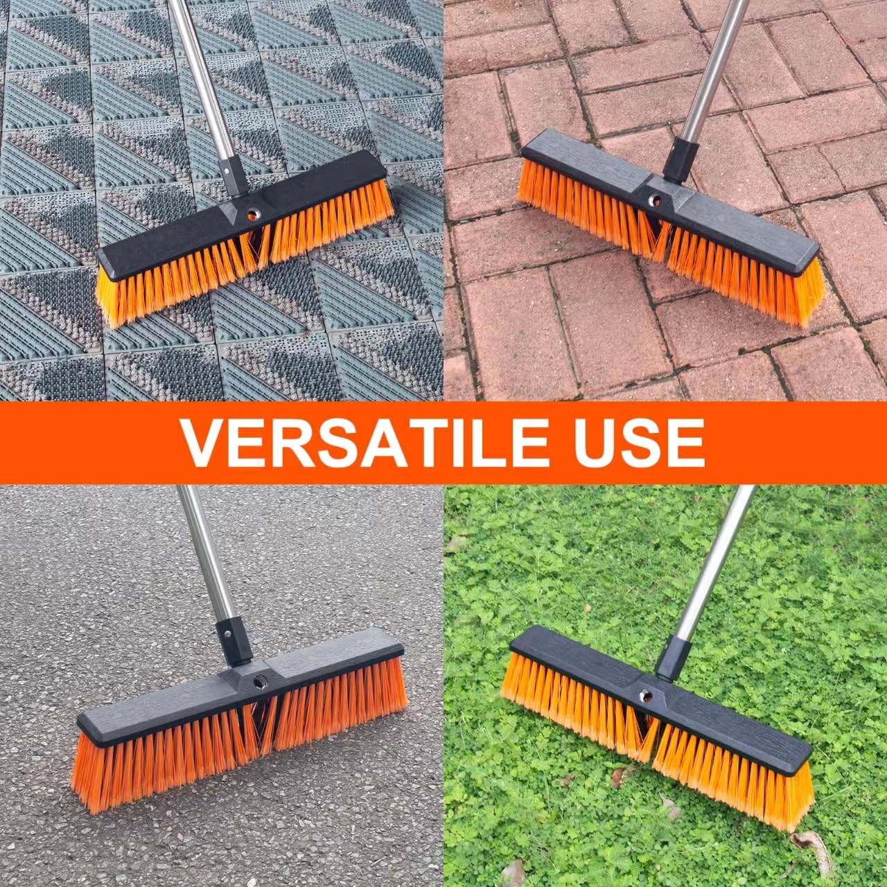 KeFanta Heavy Duty Push Broom Garden Broom 18 inches for Deck Driveway Garage Yard Patio Concrete Wood Stone Floor Cleaning