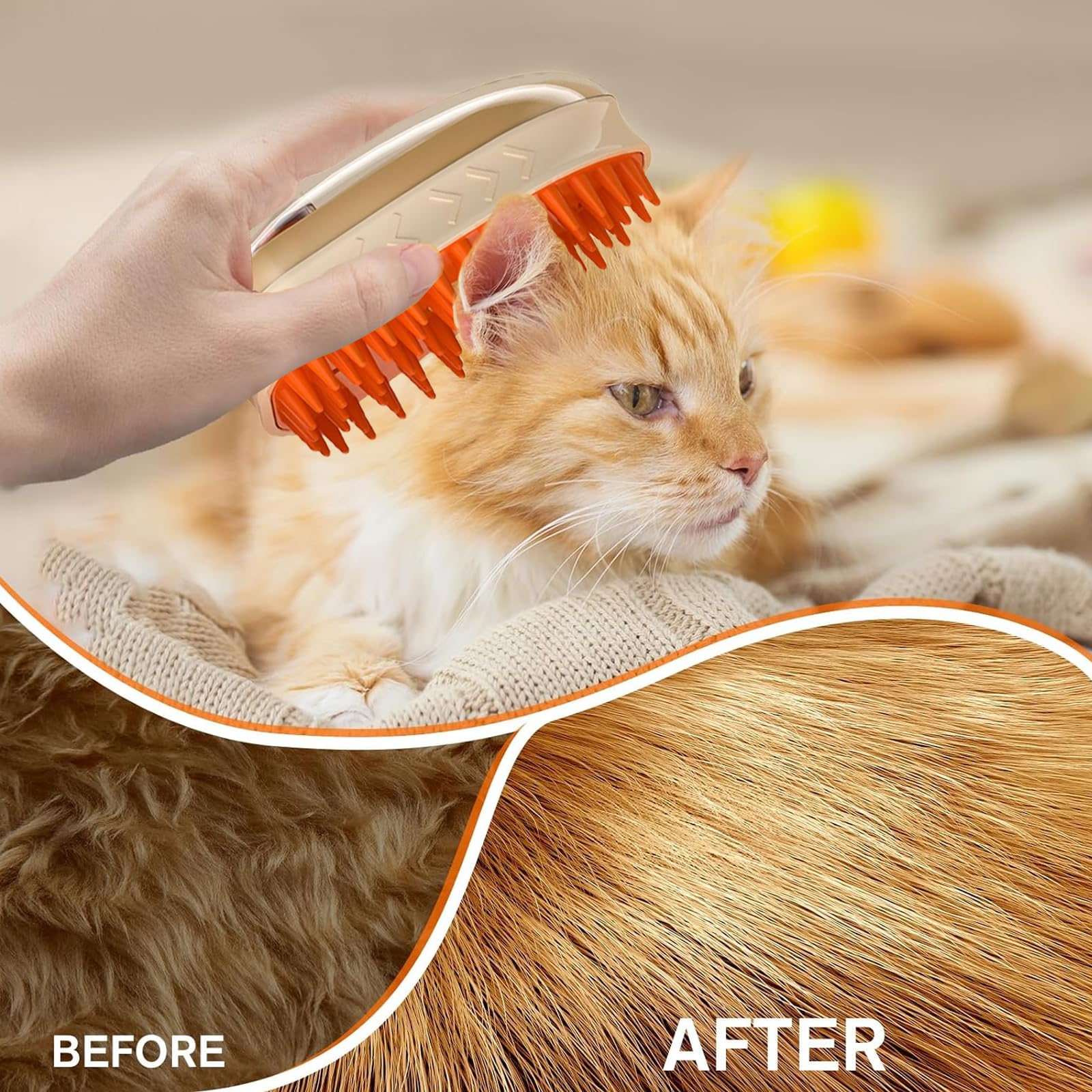 Cat Steam Brush for Shedding，3 in 1 Cat Brush with steam，Portable Pet Hair Removal Tool for Cat and Dog,Self Cleaning Steam Brush for Massage (Standard version)