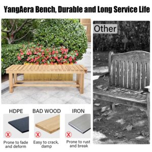 YangAera 120cm Outdoor Garden Benches Weatherproof Patio Bench Two-Person Seat Backless Bench Wood Bench with Slatted High Temperature Bench for Front Porch Backyard (Upgraded to Prevent Fading)