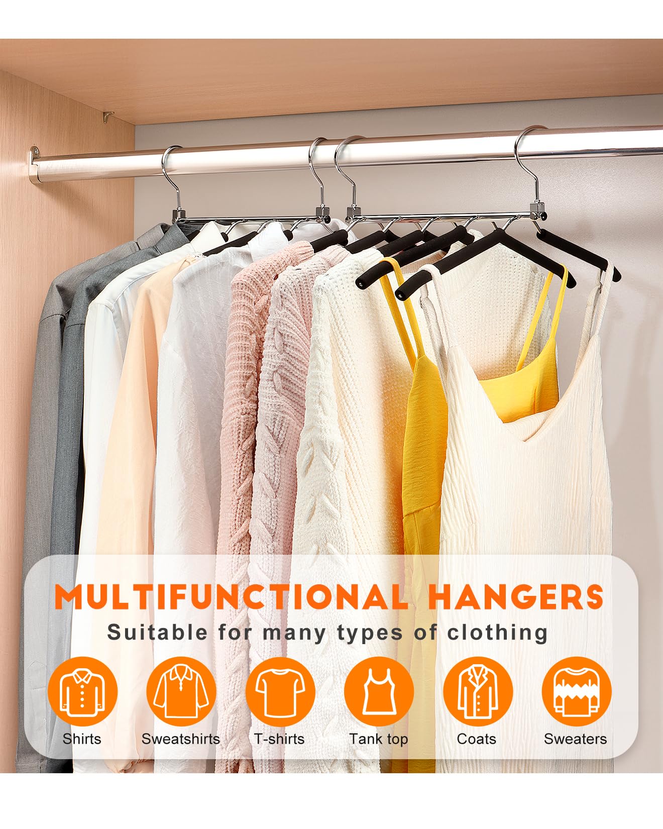 Space Saving Hangers for Clothes, HangerSapce Multi Layers Stainless Steel Shirt Hangers, 2 Pack Clothes Hangers Sapce Saving for Closet Organizers and Storage