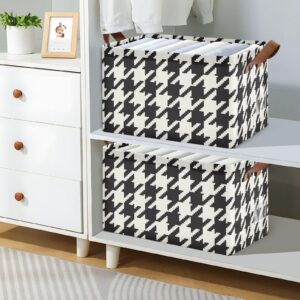 Lotupokon Classic Houndstooth 2 Pack Fabric Storage Bins for Shelves Collapsible Cube Storage Bin Basket Storage Cubes with Handle Under The Bed Storage Bins for Home Office Clothes Closet